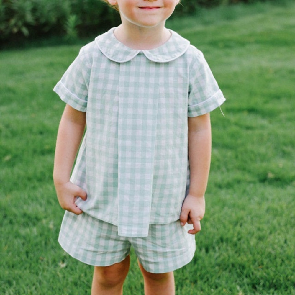Willow Kids 2 Piece Green Check Set for Boys 2T